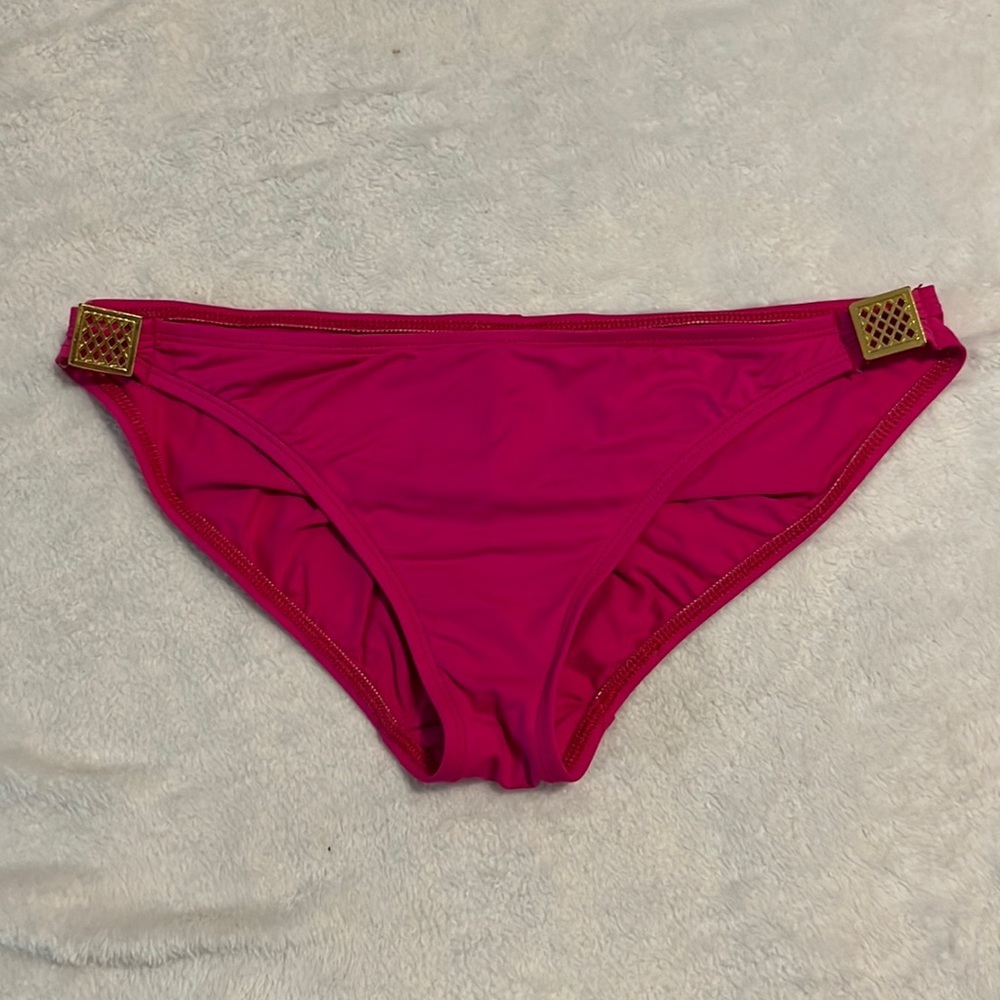 La Blanca hot pink bikini bottom gold hardware